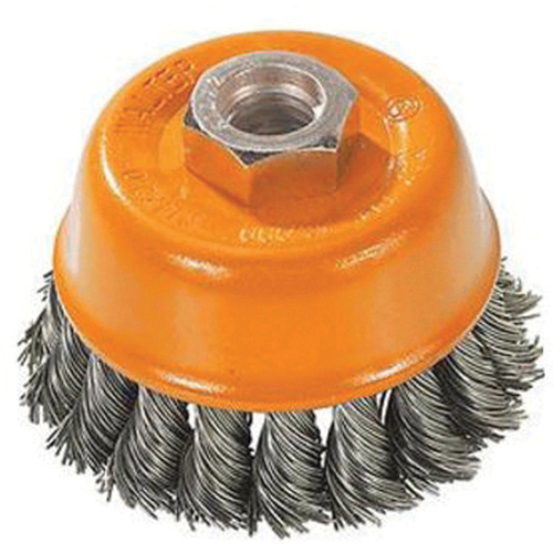 Knot-Twisted Wire Cup Brush, 3" Dia. x M10x1.25 Arbor Planification Entrepots Molloy
