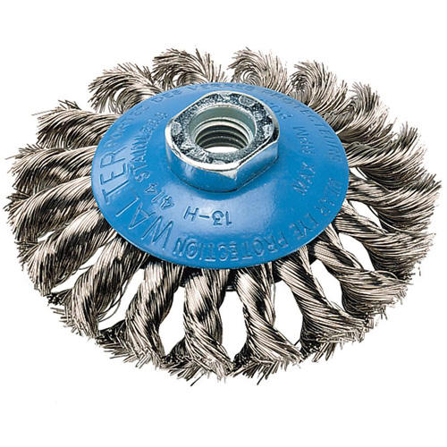Knot-Twisted Wire Saucer Cup Brush, 6" Dia. x 5/8"-11 Arbor Planification Entrepots Molloy