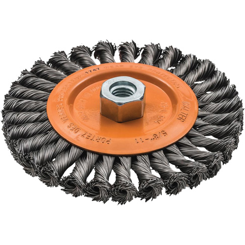 Brosse rotative &agrave; fils nou&eacute;s large, Arbre 5/8"-11, Acier Planification Entrepots Molloy