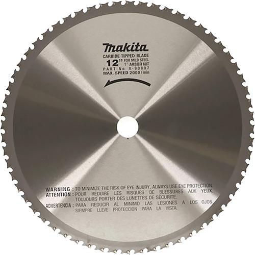 Cut Off Saw Blade for Portable Cut Off Saws, 12", 60 Teeth, Metal Use Planification Entrepots Molloy