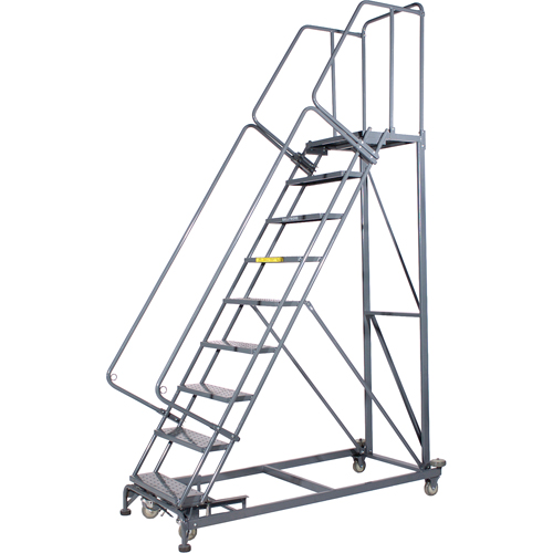Monster Rolling Ladders, 9 Steps, 24" Step Width, 90" Platform Height, Steel Planification Entrepots Molloy