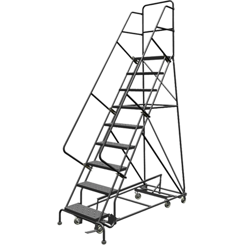 &eacute;chelles roulantes multidirectionnelles, 9 marches, Largeur de la marche 24", Hauteur de la plateforme 90", Acier Planification Entrepots Molloy
