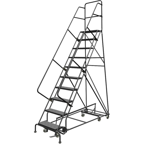 All Directional Rolling Ladder, 10 Steps, 24" Step Width, 100" Platform Height, Steel Planification Entrepots Molloy