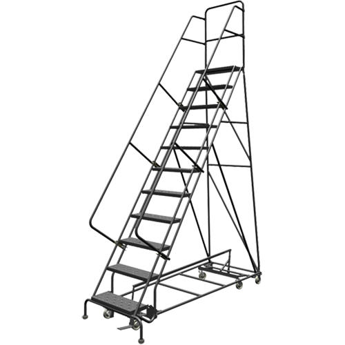 All Directional Rolling Ladder, 11 Steps, 24" Step Width, 110" Platform Height, Steel Planification Entrepots Molloy
