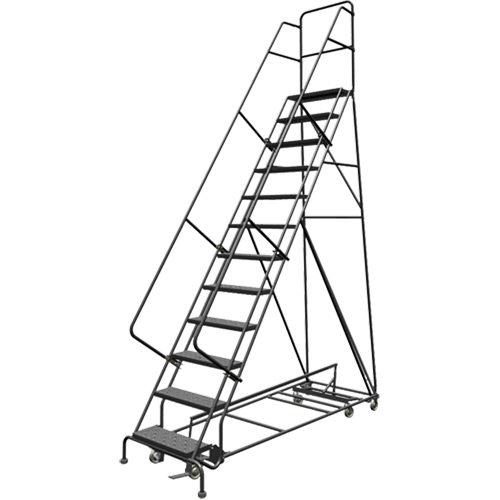 &eacute;chelles roulantes multidirectionnelles, 12 marches, Largeur de la marche 24", Hauteur de la plateforme 120", Acier Planification Entrepots Molloy