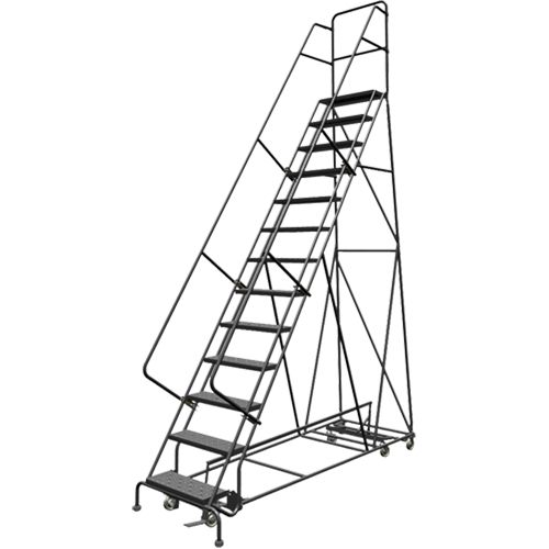All Directional Rolling Ladder, 13 Steps, 24" Step Width, 130" Platform Height, Steel Planification Entrepots Molloy
