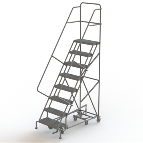 All Directional Rolling Ladder, 8 Steps, 24" Step Width, 80" Platform Height, Steel Planification Entrepots Molloy