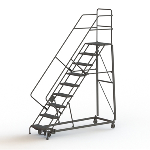 Heavy Duty Safety Slope Ladder, 9 Steps, Perforated, 50° Incline, 90" High Planification Entrepots Molloy