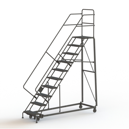 Heavy Duty Safety Slope Ladder, 10 Steps, Perforated, 50° Incline, 100" High Planification Entrepots Molloy