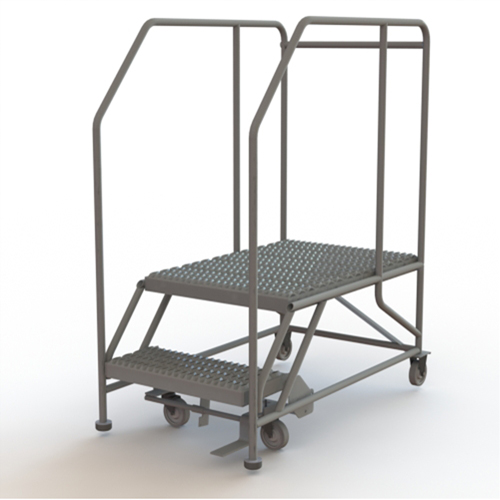 Mobile Work Platform, Steel, 2 Steps, 20" H, 35" D, 24" Step, Serrated Planification Entrepots Molloy
