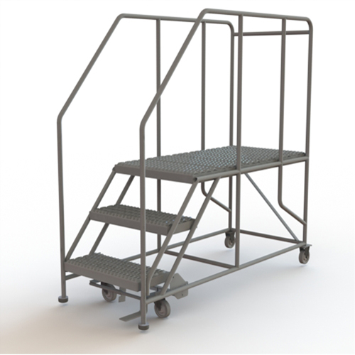 Plateforme de travail mobile, Acier, 3 Marches, 30" ha, 47" p, 24" Marche, Stri&eacute; Planification Entrepots Molloy