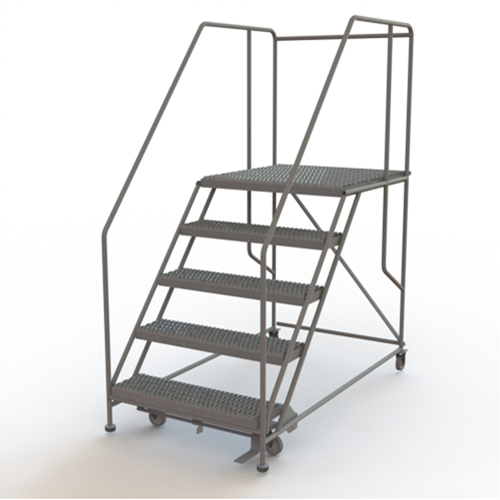 Mobile Work Platform, Steel, 5 Steps, 50" H, 36" D, 36" Step, Serrated Planification Entrepots Molloy