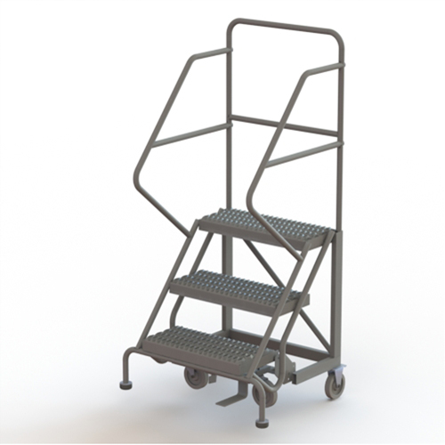 Safety Slope Rolling Ladder, 3 Steps, Serrated, 50° Incline, 30" High Planification Entrepots Molloy