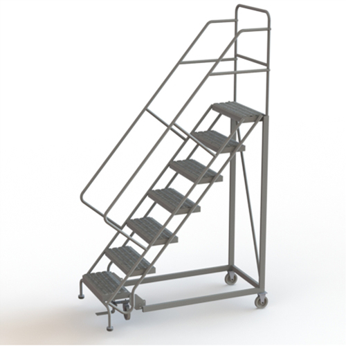 Safety Slope Rolling Ladder, 7 Steps, Serrated, 50° Incline, 70" High Planification Entrepots Molloy