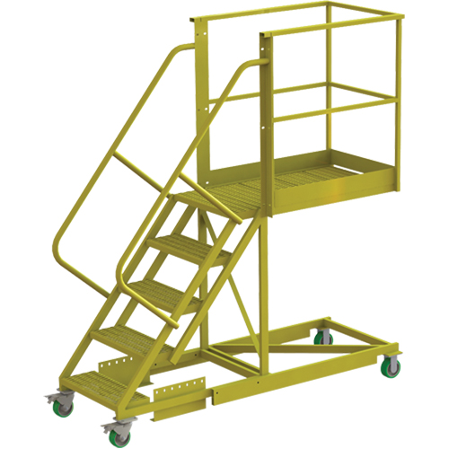 Cantilever Rolling Ladder, Supported, 5 Steps, 40" Platform Depth, 50" Platform Height Planification Entrepots Molloy