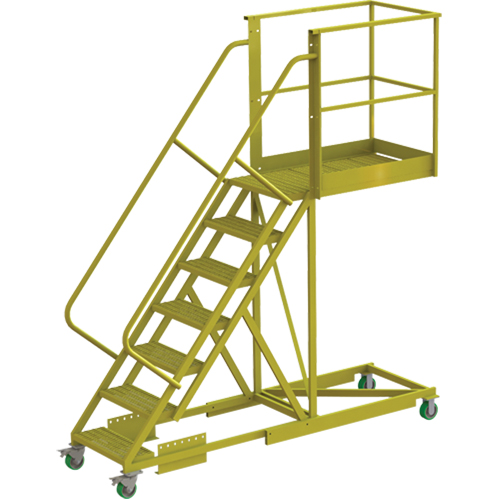 Cantilever Rolling Ladder, Supported, 7 Steps, 40" Platform Depth, 70" Platform Height Planification Entrepots Molloy