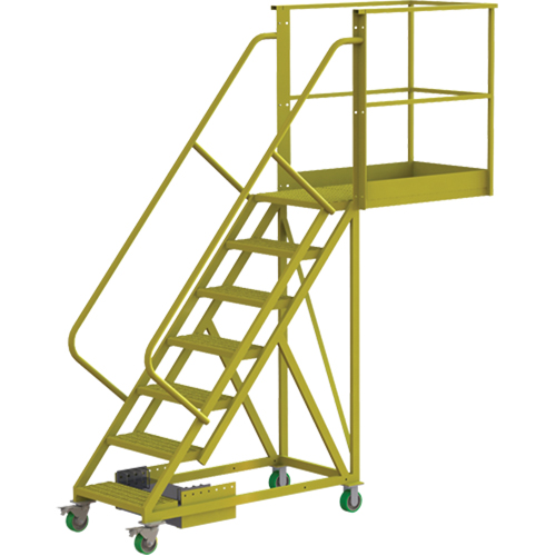 Cantilever Rolling Ladder, Unsupported, 7 Steps, 40" Platform Depth, 70" Platform Height Planification Entrepots Molloy