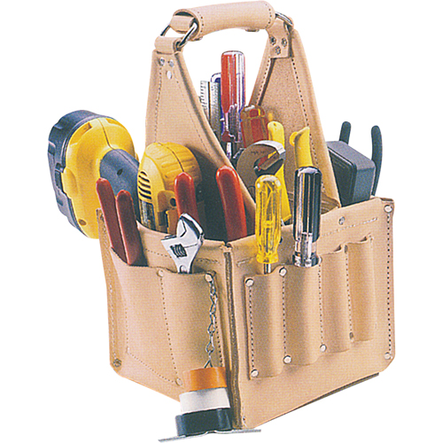 Porte-outils pour &eacute;lectricien et travaux d'entretien, Cuir, 17 pochettes, Beige Planification Entrepots Molloy
