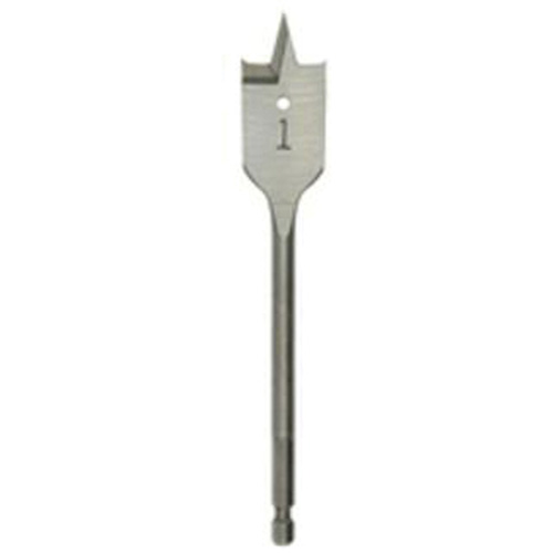Flat Boring Bit, 1-1/8" Diameter, 1/4" Hex Shank, 6" Length Planification Entrepots Molloy