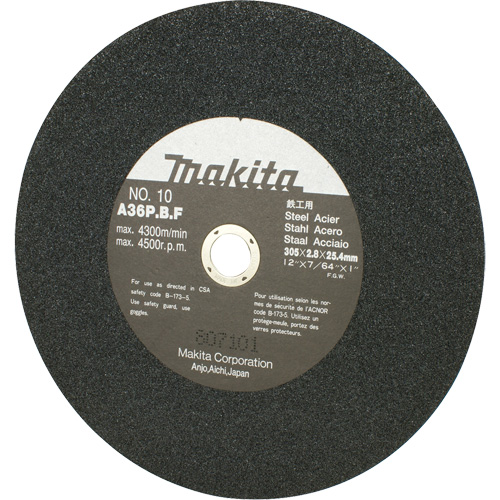 Abrasive Wheel for Cut Off Saws & Angle Cutters, 12" x 7/64", 1" Arbor, 4500 RPM Planification Entrepots Molloy