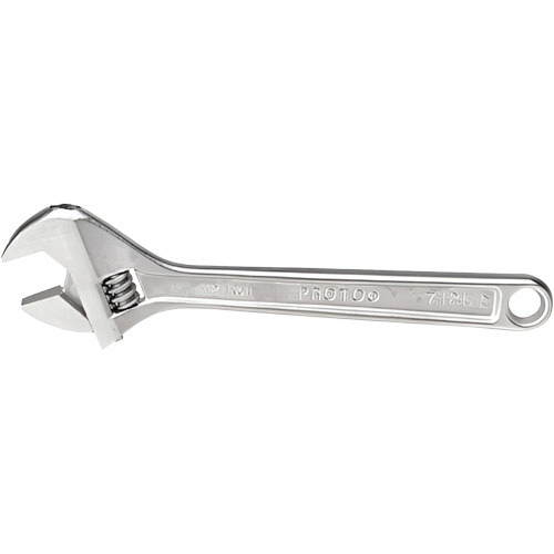 Adjustable Wrench, 12-1/8" L, 1-19/32" Max Width, Chrome Planification Entrepots Molloy