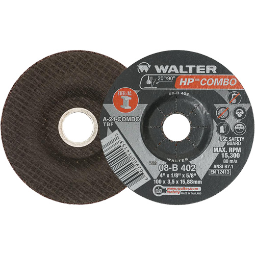 HP Combo Depressed Center Combination Wheel, 4" x 1/8", 5/8" Arbor, Type 27 Planification Entrepots Molloy