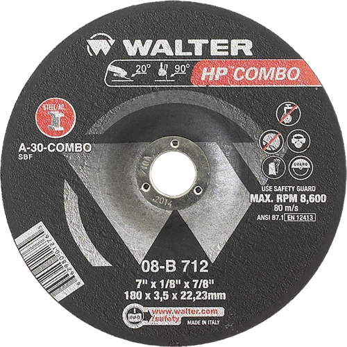 HP Combo Depressed Center Combination Wheel, 7" x 1/8", 7/8" Arbor, Type 27 Planification Entrepots Molloy