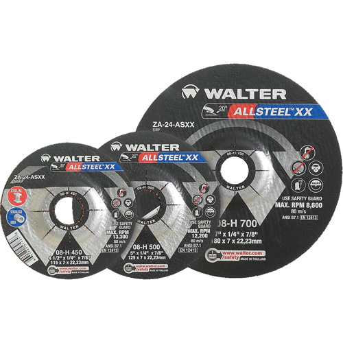 Meules &agrave; moyeu d&eacute;port&eacute; ALLSTEEL Xtra, 9" x 1/4", Arbre 7/8", Type 27 Planification Entrepots Molloy