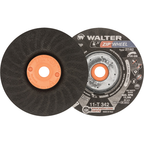 Spin-On Zipcut Right Angle Grinder Reinforced Cut-Off Wheels, 4-1/2" x 7/8", 5/8"-11 Arbor, Type 27, Aluminum Oxide, 13300 RPM Planification Entrepots Molloy