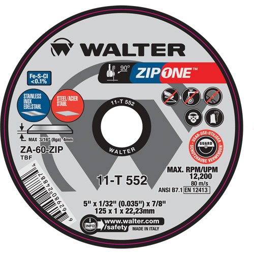 Zip One Cut-Off Wheel, 4-1/2" x 1/32", 7/8" Arbor, Type 1 Planification Entrepots Molloy