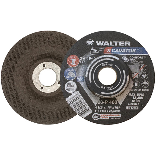 Meule XCAVATOR, 4-1/2" x 1/4", Arbre 7/8", Zirconium, Type 27 Planification Entrepots Molloy