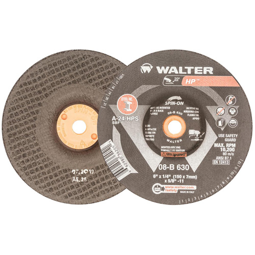 Disque de meulage et tronçonnage HP, 6" x 1/4", Arbre 5/8"-11, Oxyde d'aluminium, Type 27 Planification Entrepots Molloy
