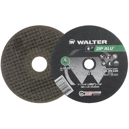 Zip Alu Cut-Off Wheel, 7" x 3/64", 7/8" Arbor, Type 1, Aluminum Oxide, 8600 RPM Planification Entrepots Molloy