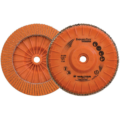 Disque &agrave; lamelles Turbo Enduro-Flex, 6" x 5/8"-11, Type 27S, Grain 36/60, C&eacute;ramique Planification Entrepots Molloy
