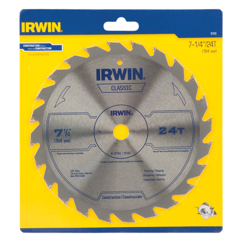 Lames de scie pour entrepreneur - Lames de scie de s&eacute;rie classique, 7-1/4", 24 dents, Pour Bois Planification Entrepots Molloy