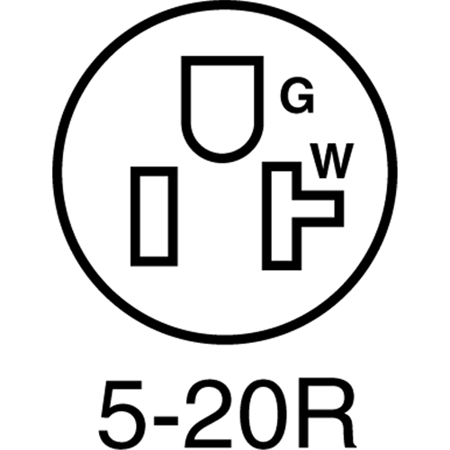 2-Pole 3-Wire Grounding Straight Blade Connector, 5-20P, Nylon Planification Entrepots Molloy