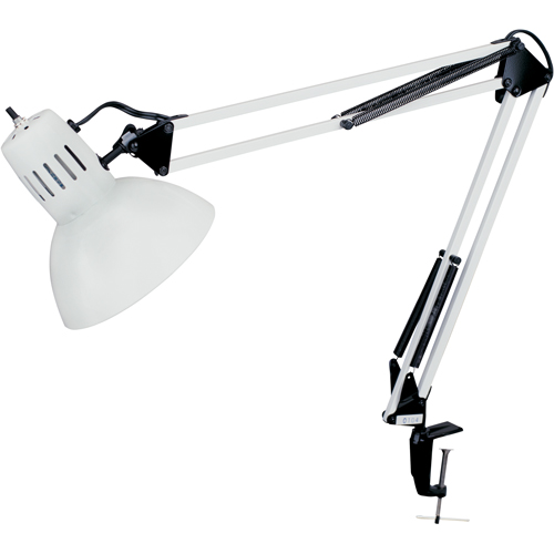 Lampes de bureau &agrave; pince - Bras flexible, 100 W, Incandescente, Pinces serre-joints, Col 36", Blanc Planification Entrepots Molloy