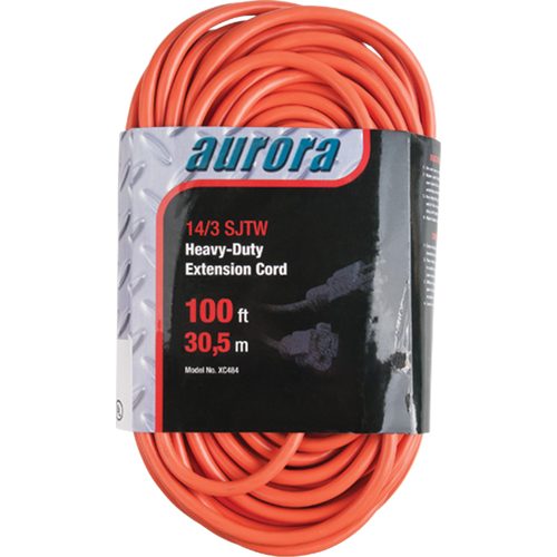 Vinyl Extension Cord, Outdoor, SJTW, 14/3 AWG, 13 A, 100' Planification Entrepots Molloy