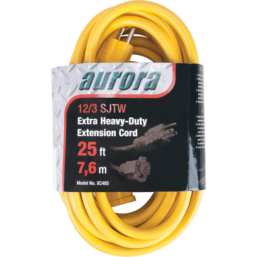 Vinyl Extension Cord, Outdoor, SJTW, 12/3 AWG, 15 A, 25' Planification Entrepots Molloy