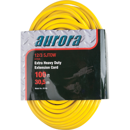 Vinyl Extension Cord with Light Indicator, Outdoor, SJTOW, 12/3 AWG, 15 A, 100' Planification Entrepots Molloy