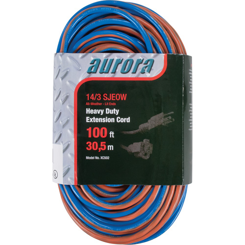 TPE-Rubber Extension Cord With Light Indicator, All-Weather, SJEOW, 14/3 AWG, 13 A, 100' Planification Entrepots Molloy