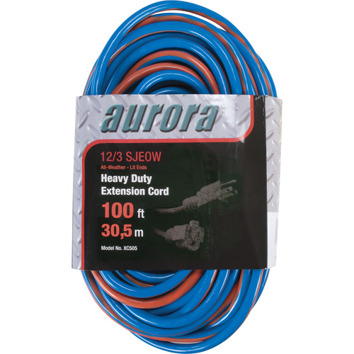 TPE-Rubber Extension Cord With Light Indicator, All-Weather, SJEOW, 12/3 AWG, 15 A, 100' Planification Entrepots Molloy