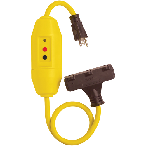 Cordons &agrave; trois prises avec disjoncteur de fuite &agrave; la terre, 120 V, 15 A, Cordon de 2' Planification Entrepots Molloy