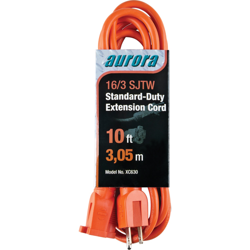 Extension Cord, Indoor/Outdoor, SJTW, 16/3 AWG, 13 A, 10' Planification Entrepots Molloy