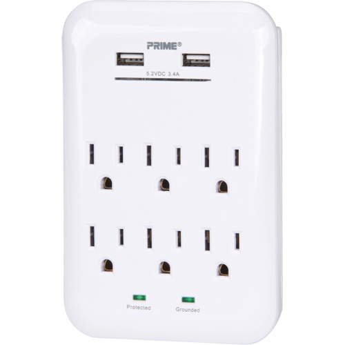 Prime&reg; USB Charger with Surge Protector Planification Entrepots Molloy