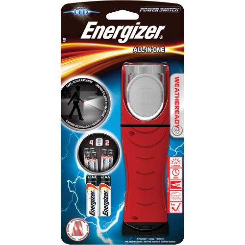 Weatheready&reg; All-in-One Light, LED, AA Batteries, Aluminum/Plastic/Polymer/Rubber Planification Entrepots Molloy