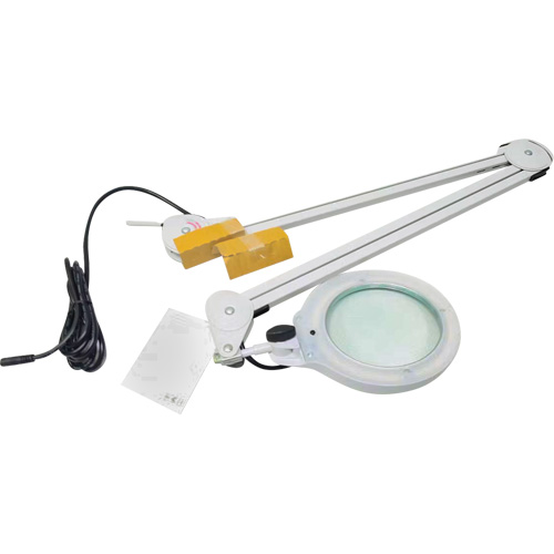 Lampe grossissante, Dioptrie 3, Ampoule DEL, Bras de 45", Pinces serre-joints, Gris Planification Entrepots Molloy