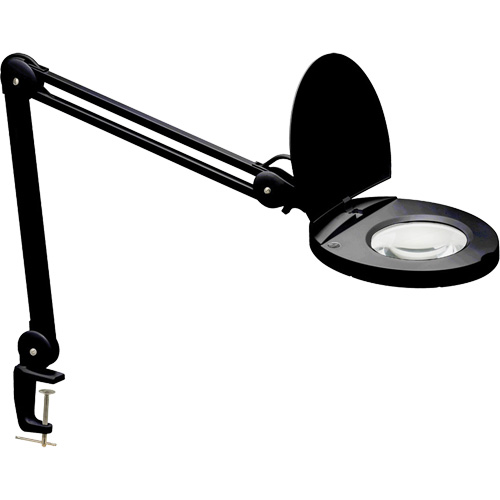 Adjustable Magnifier Lamp, 5 Diopter, LED Light, 47" Arm, C-Clamp, Black Planification Entrepots Molloy