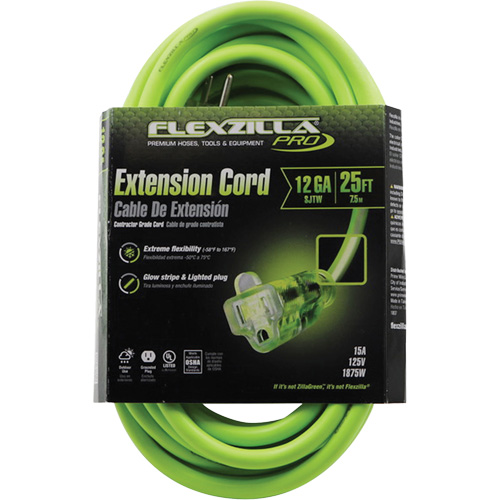 Cordon rallonge industriel Flexzilla Pro, Toutes saisons, SJTW, AWG 12/3, 15 A, 25' Planification Entrepots Molloy