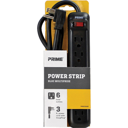 Power Strip, 6 Outlet(s), 3', 15 A, 1875 W, 125 V Planification Entrepots Molloy